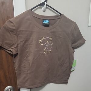 Algo Brown Angel Heart Crop Top